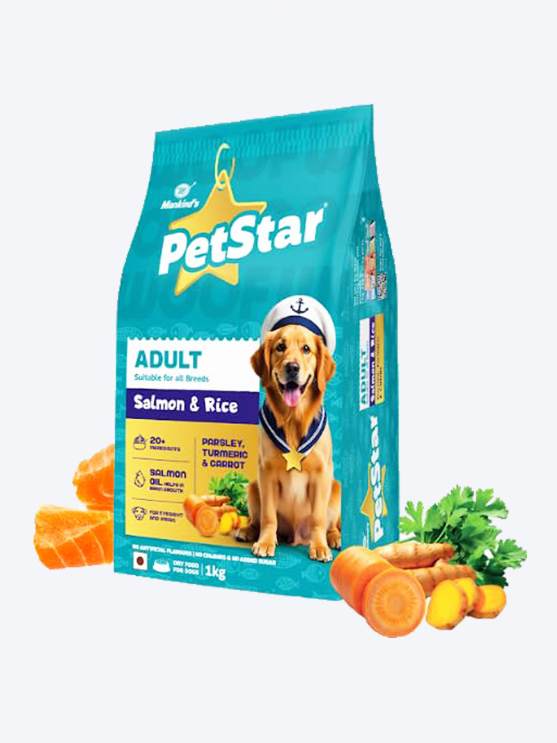 Petstar Adult Salmon & Rice Dog Food 1kg – Nourishment for Active Adult Dogs