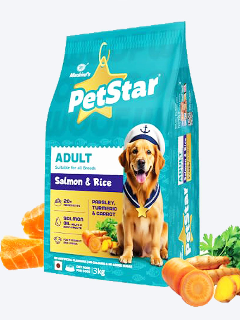 Petstar Adult Salmon & Rice Dog Food 3kg – Balanced Nutrition for Adult Dogs