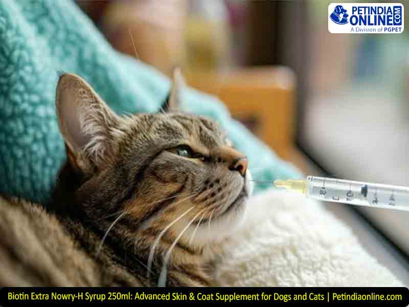 Biotin Extra Nowry-H Syrup 250ml: Advanced Skin & Coat Supplement for Dogs and Cats | Petindiaonline.com