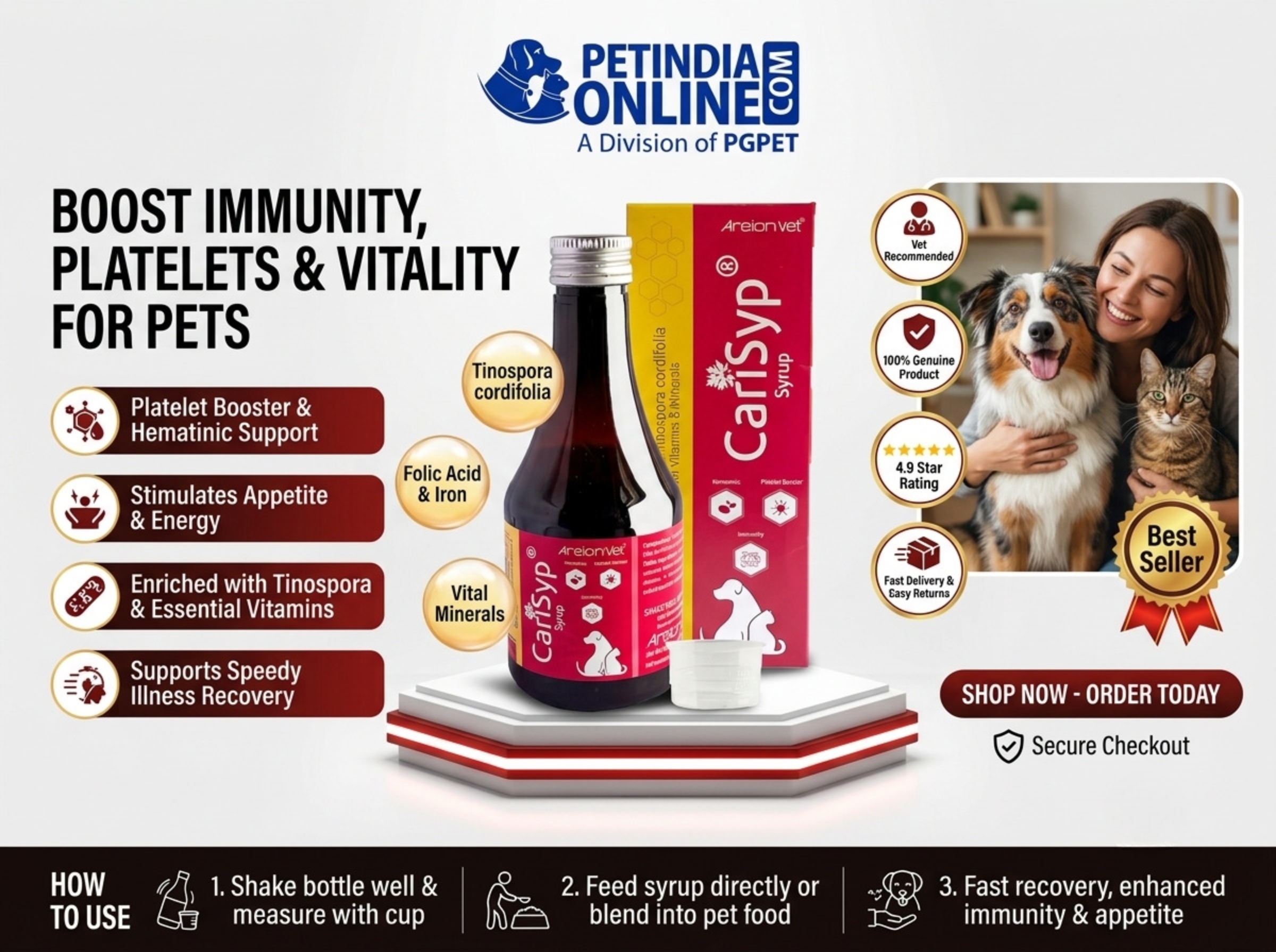 CARISYP Syrup 200ml for Dogs & Cats: Uses, Ingredients & Dosage