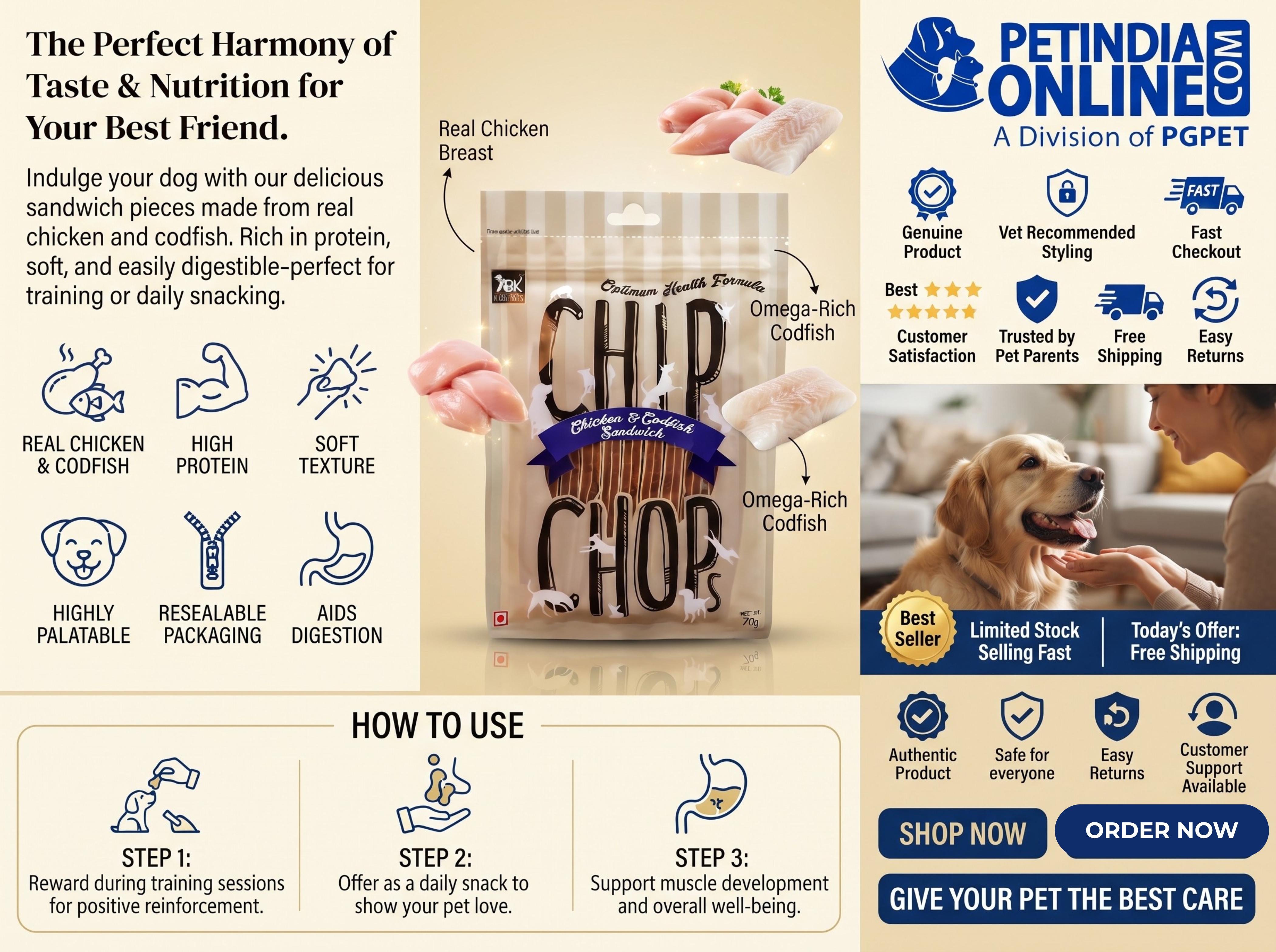Chip Chops Chicken & Codfish Sandwich 70gm