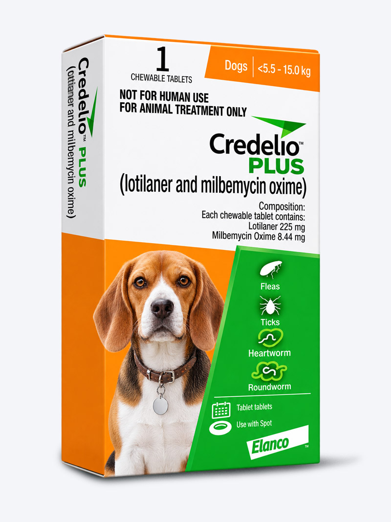 Credelio PLUS 225 mg Chewable Tablets for Dogs 5.5–11 kg | PetIndiaOnline