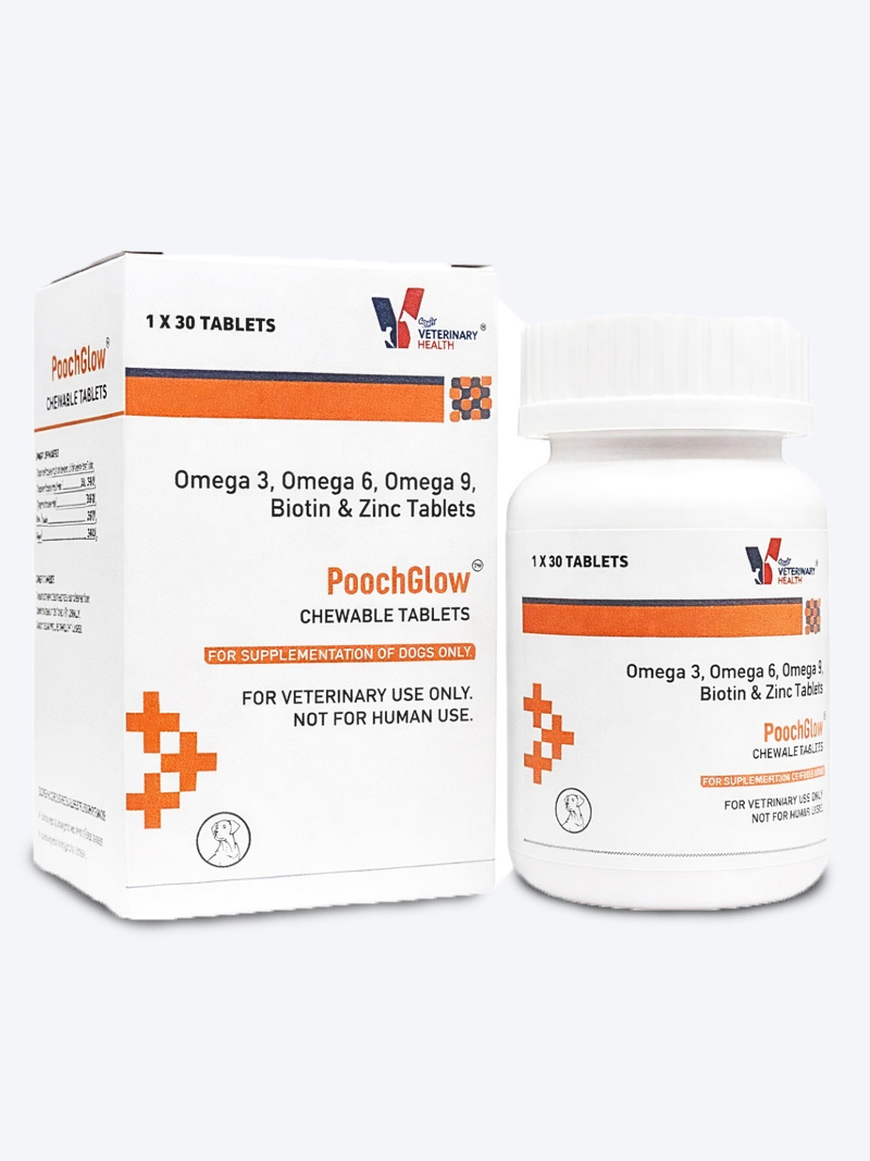 Drools PoochGlow Chewable Tablets 30 Tabs for Dogs & Cats | Skin & Coat Support