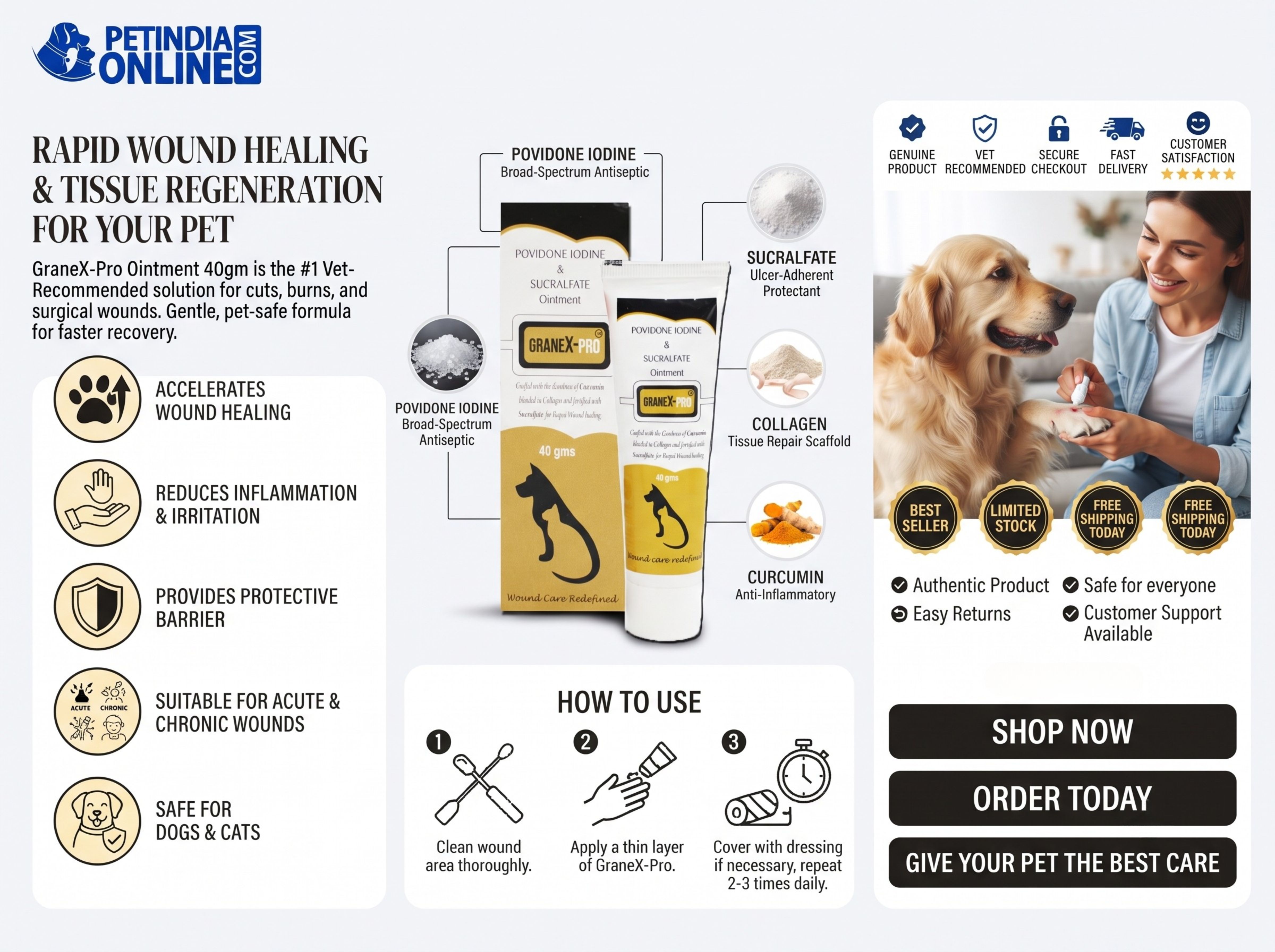GraneX-Pro Ointment 40gm for Dogs & Cats: Uses, Benefits, Ingredients & Wound-Care Guide