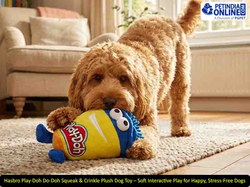 Hasbro Play-Doh Do-Doh Squeak & Crinkle Plush Dog Toy – Soft Interactive Play for Happy, Stress-Free Dogs