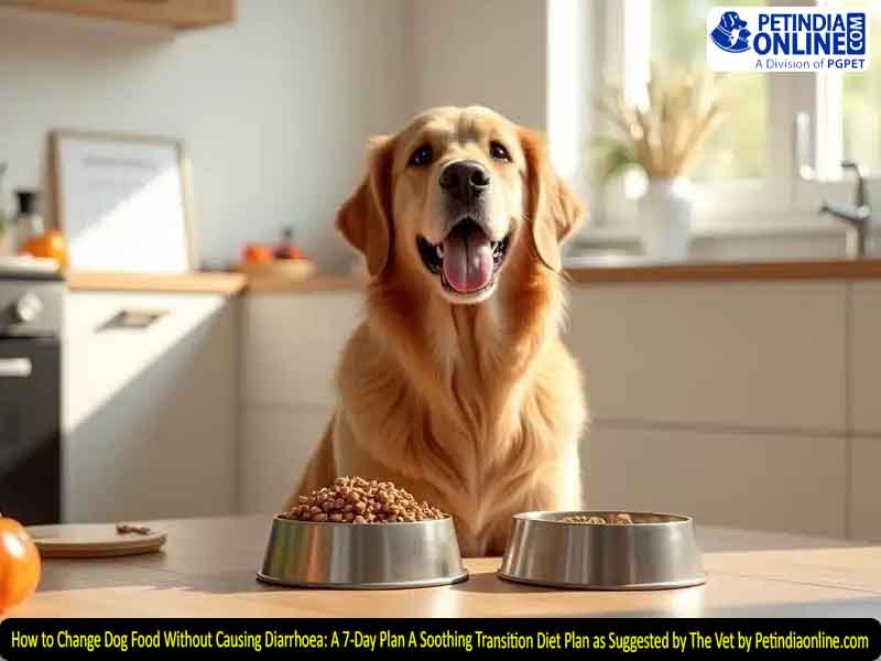 How to Change Dog Food Without Causing Diarrhoea: A 7-Day Plan A Soothing Transition Diet Plan as Suggested by The Vet by Petindiaonline.com