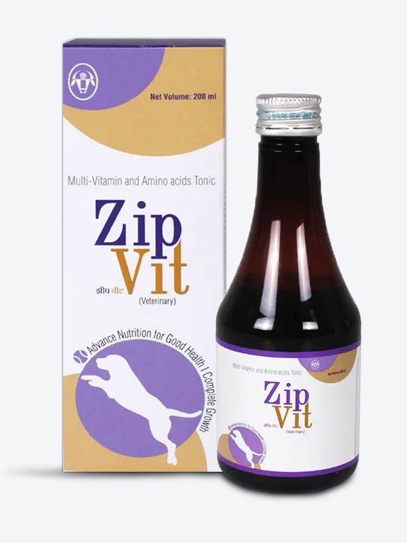 INTAS Zip-Vit Multivitamin Tonic 200ml – Daily Health Supplement for Pets