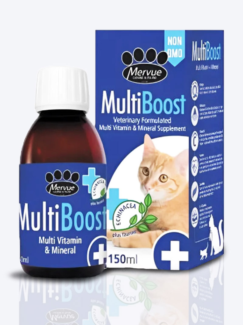 Mervue Multiboost Multivitamin & Mineral Supplement for Cats 150ml – Immunity, Energy & Overall Health Support