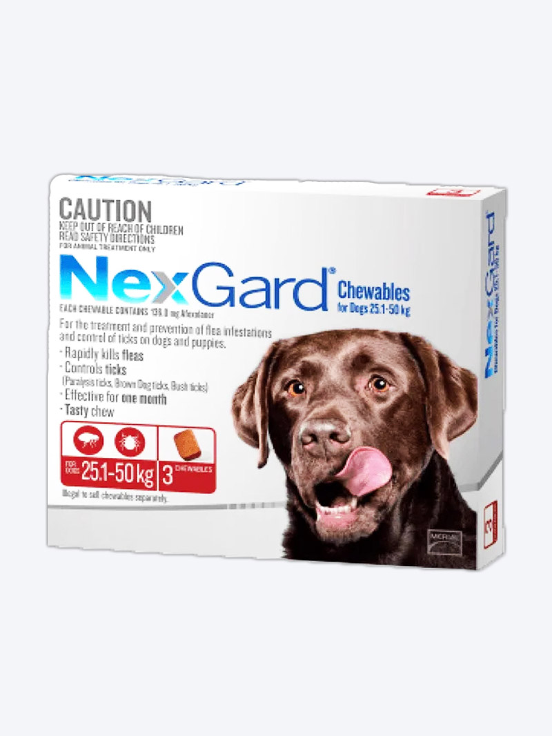 Nexgard 136mg for Dogs (25–50kg) – 3 Chewable Tablets | Petindiaonline.com