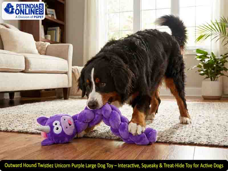 Outward Hound Twistiez Unicorn Purple Large Dog Toy – Interactive, Squeaky & Treat-Hide Toy for Active Dogs
