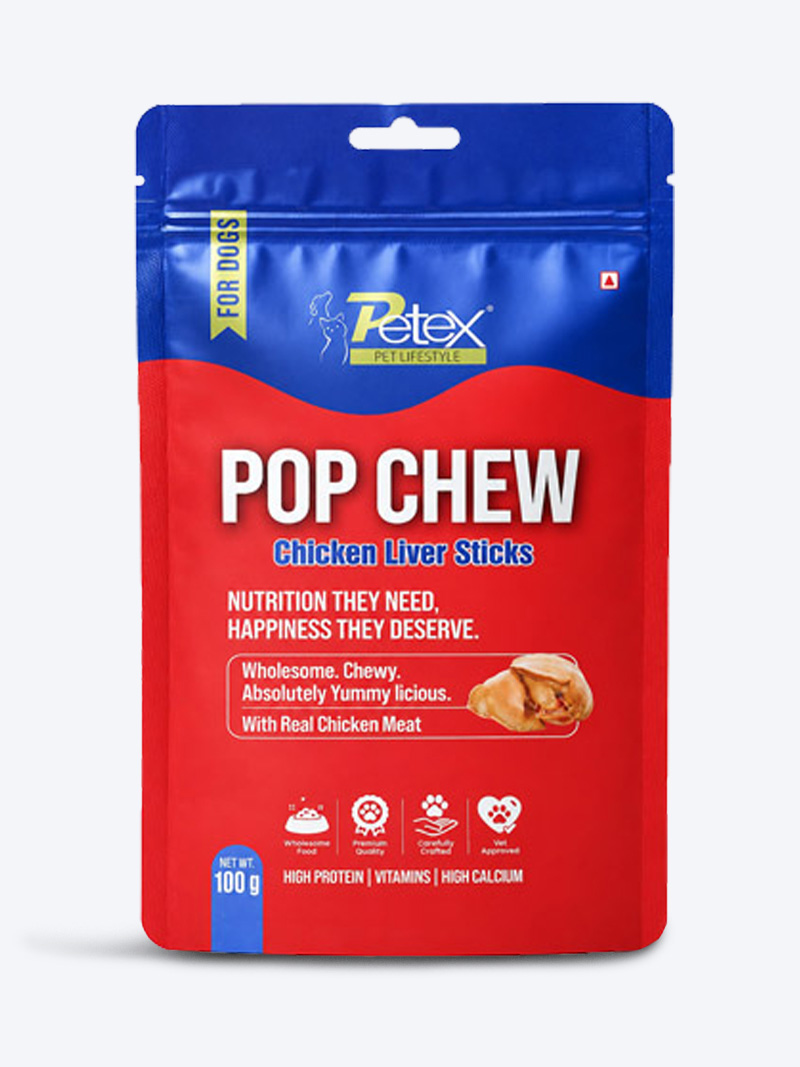 Petex Pop Chew Chicken Liver Sticks 100g | Dog Treats