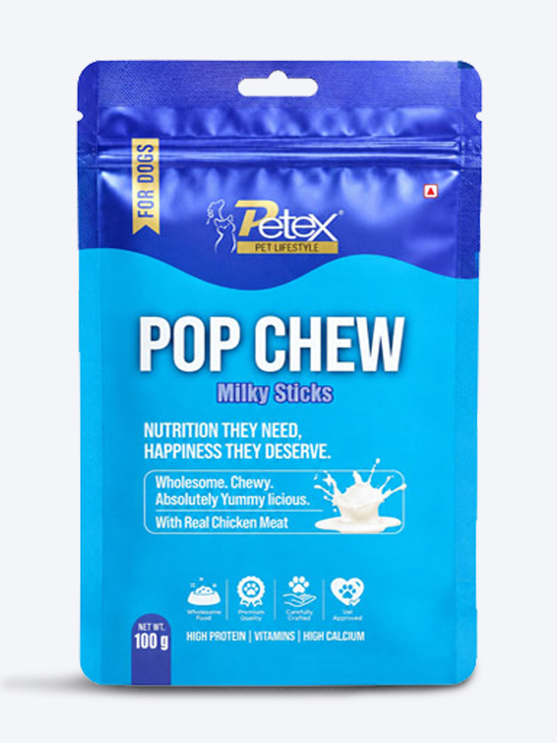 Petex Pop Chew Milky Sticks 100g | Milk Flavoured Dog Treats