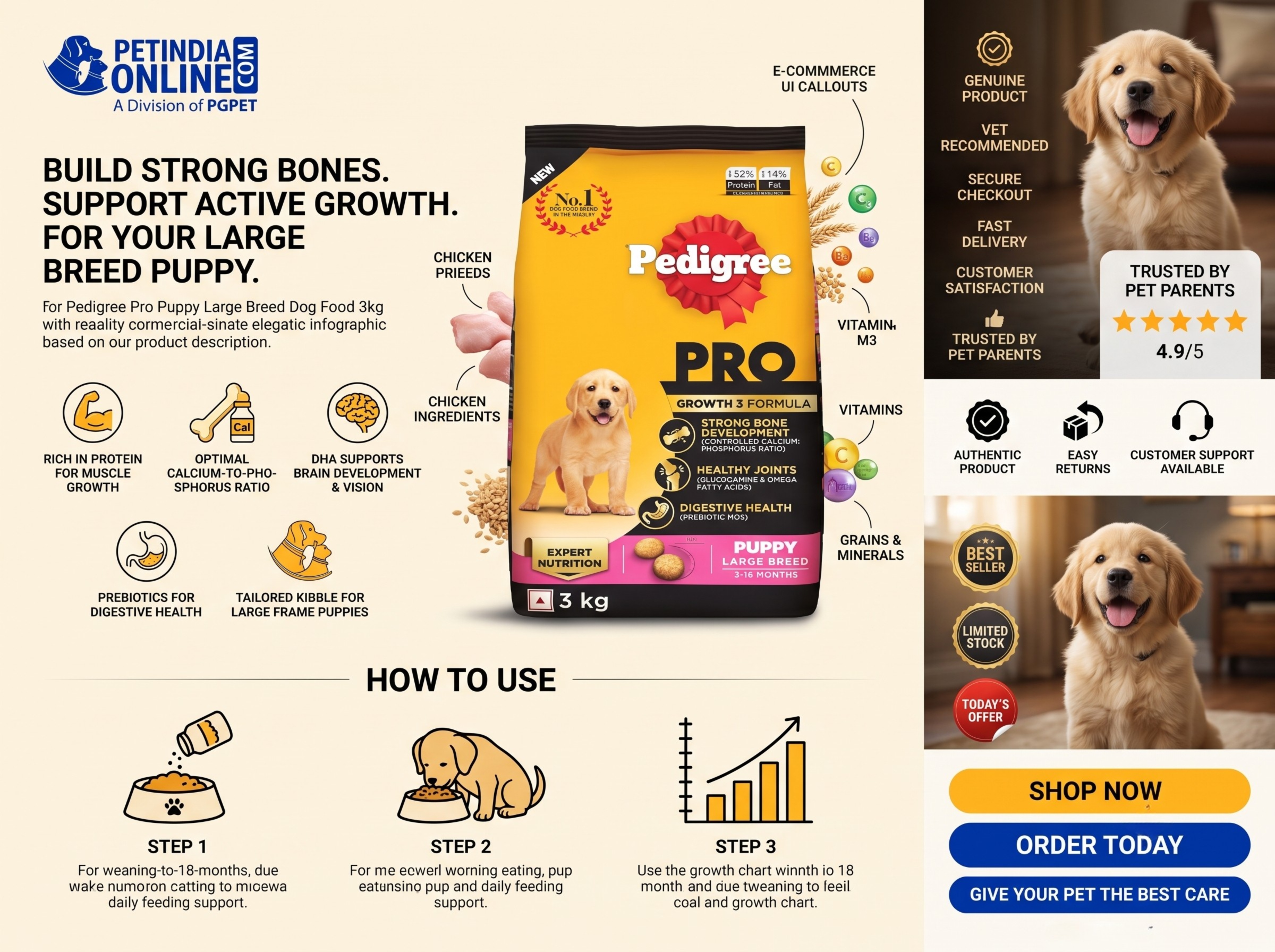 Pedigree Pro Puppy Large Breed Dog Food 3kg: Complete Nutrition Guide