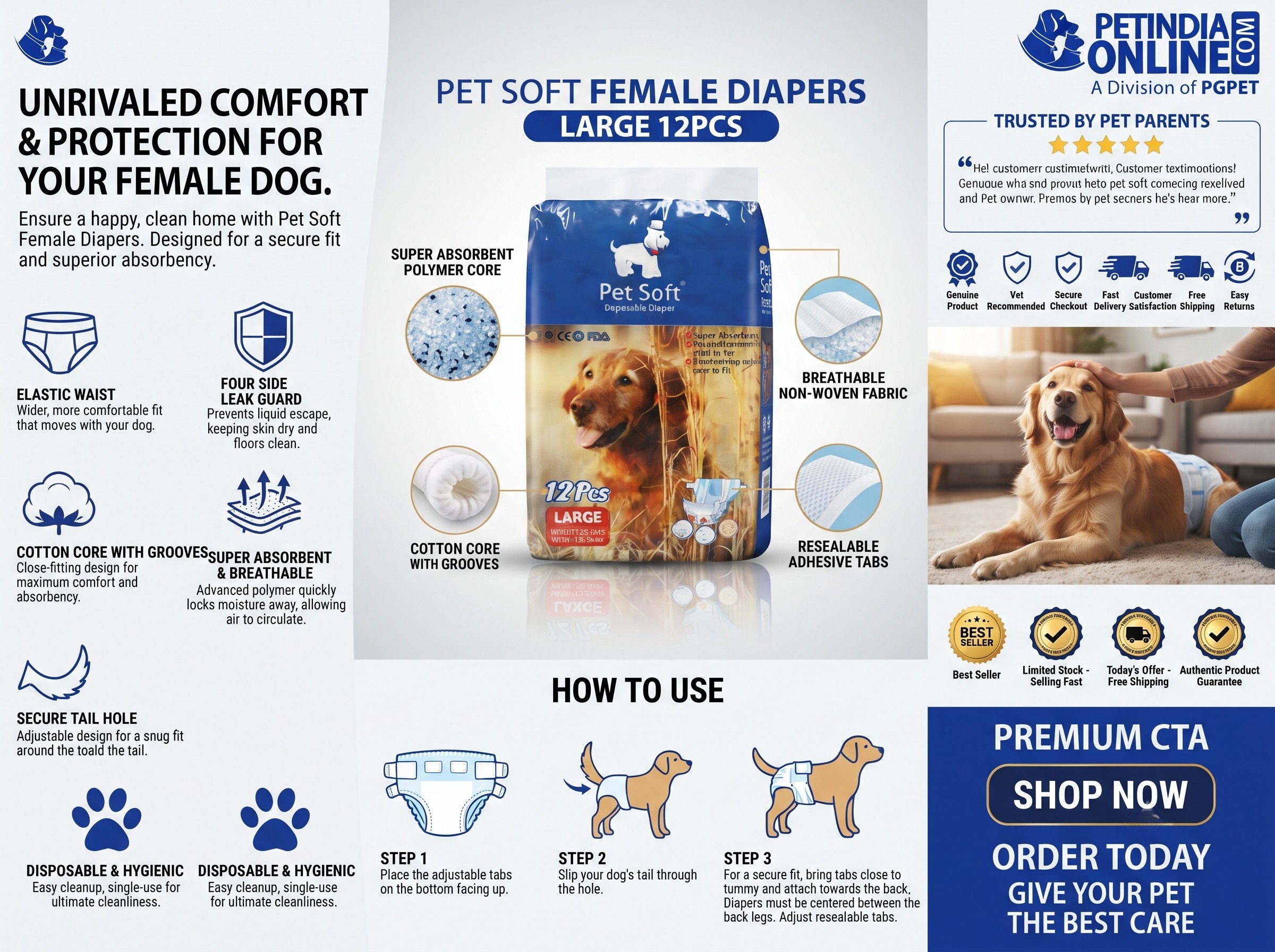 Pet Soft Female Diapers Large 12pcs: A Complete Guide for Dog Parents