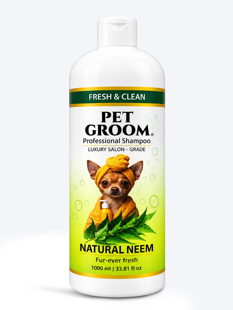 Pet Groom Professional Natural Neem Shampoo 1000ml | Anti-Tick & Skin Care for Dogs & Cats