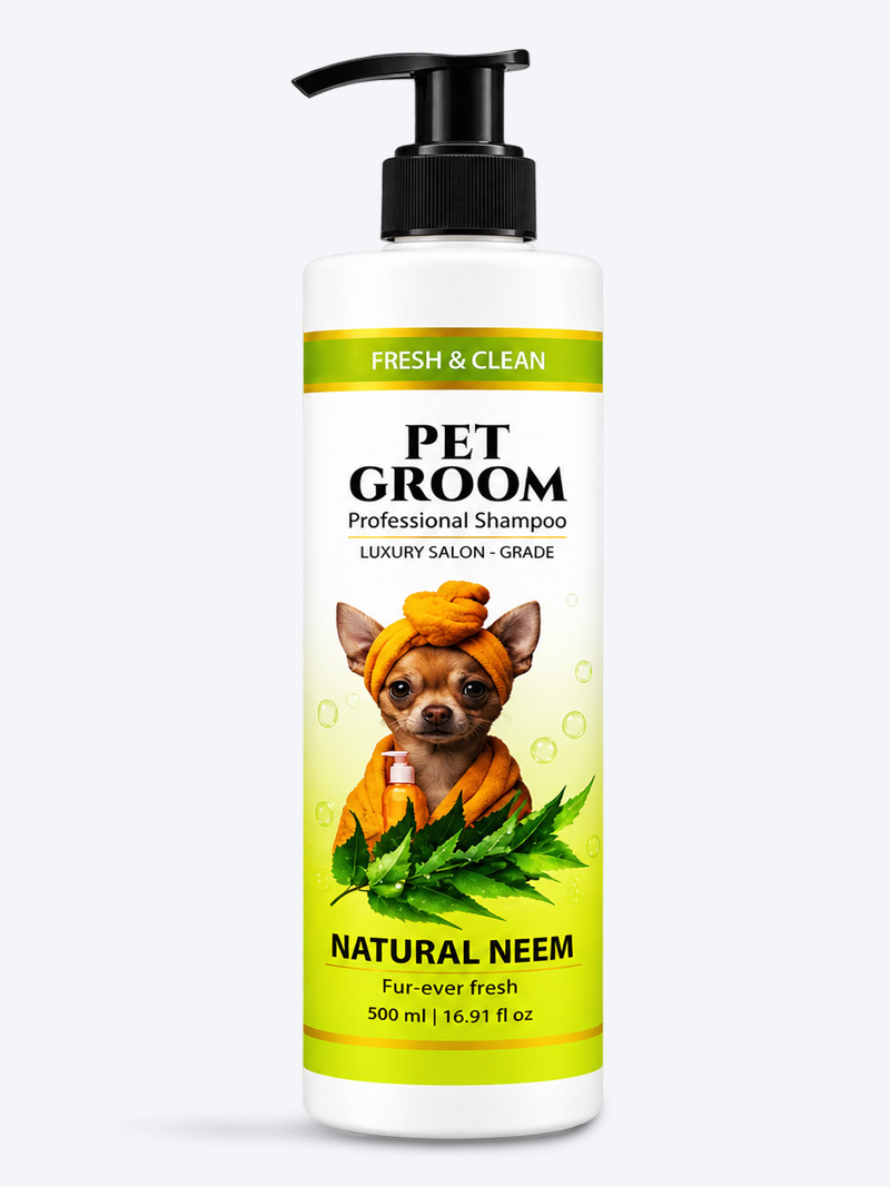 Pet Groom Professional Natural Neem Shampoo 500ml | Anti-Tick & Skin Care for Dogs & Cats