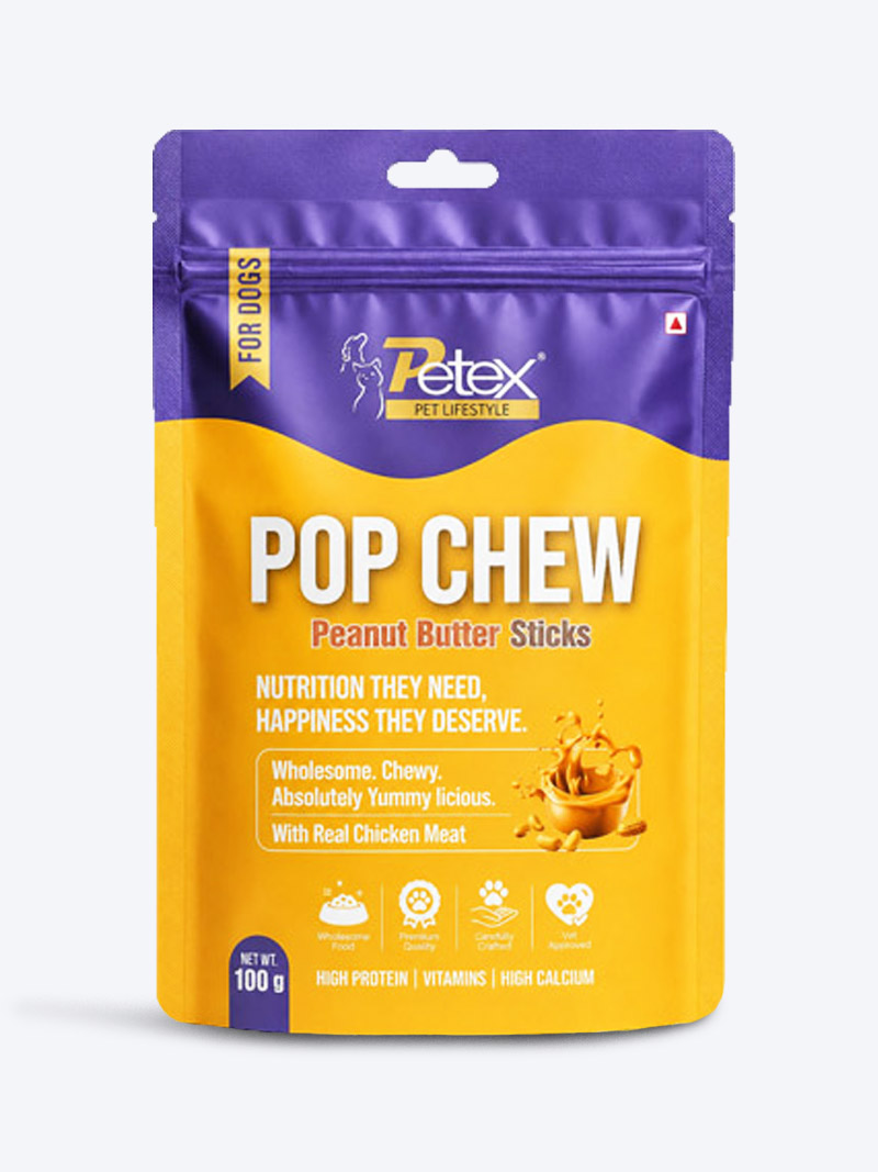 Petex Pop Chew Peanut Butter Sticks 100g | Dog Treats