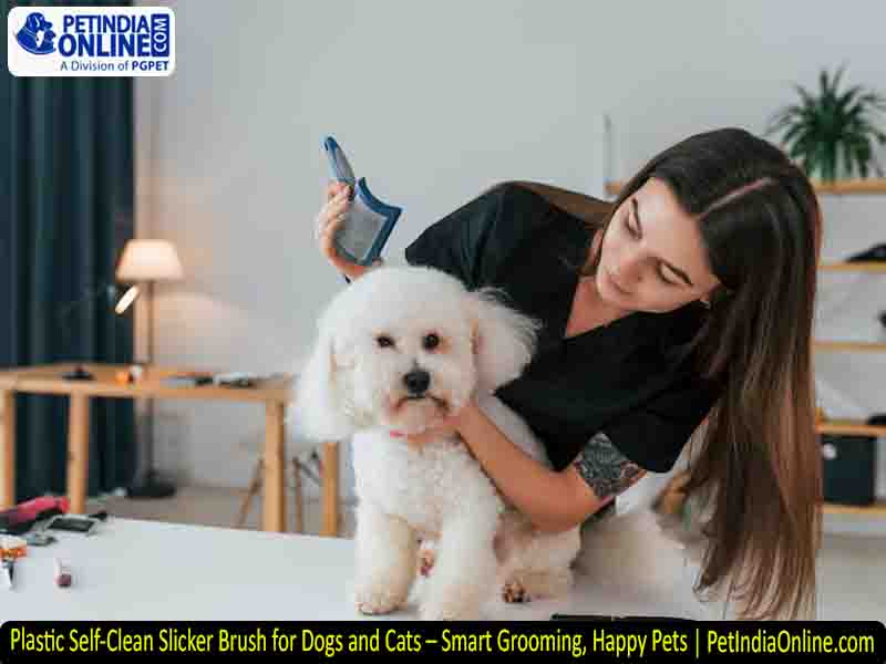 Plastic Self-Clean Slicker Brush for Dogs and Cats – Smart Grooming, Happy Pets | PetIndiaOnline.com