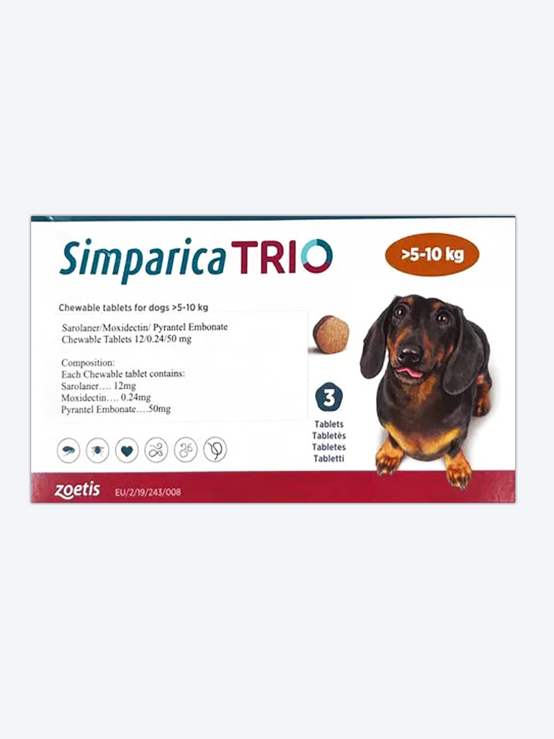Buy Simparica 12mg Trio >5-10kg at a low price in online India on Petindioanline