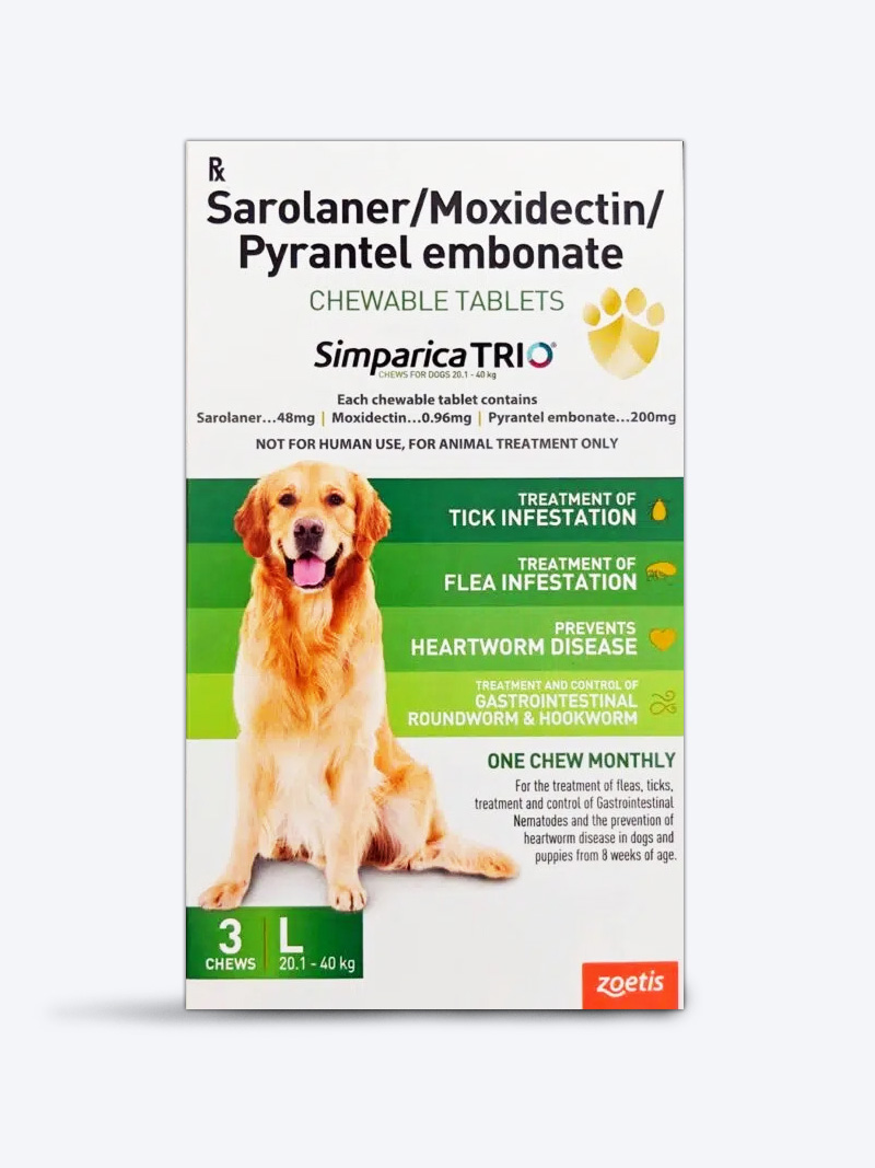 Simparica Trio 48mg for Dogs (20–40kg) – 3 Tablets | Petindiaonline.com