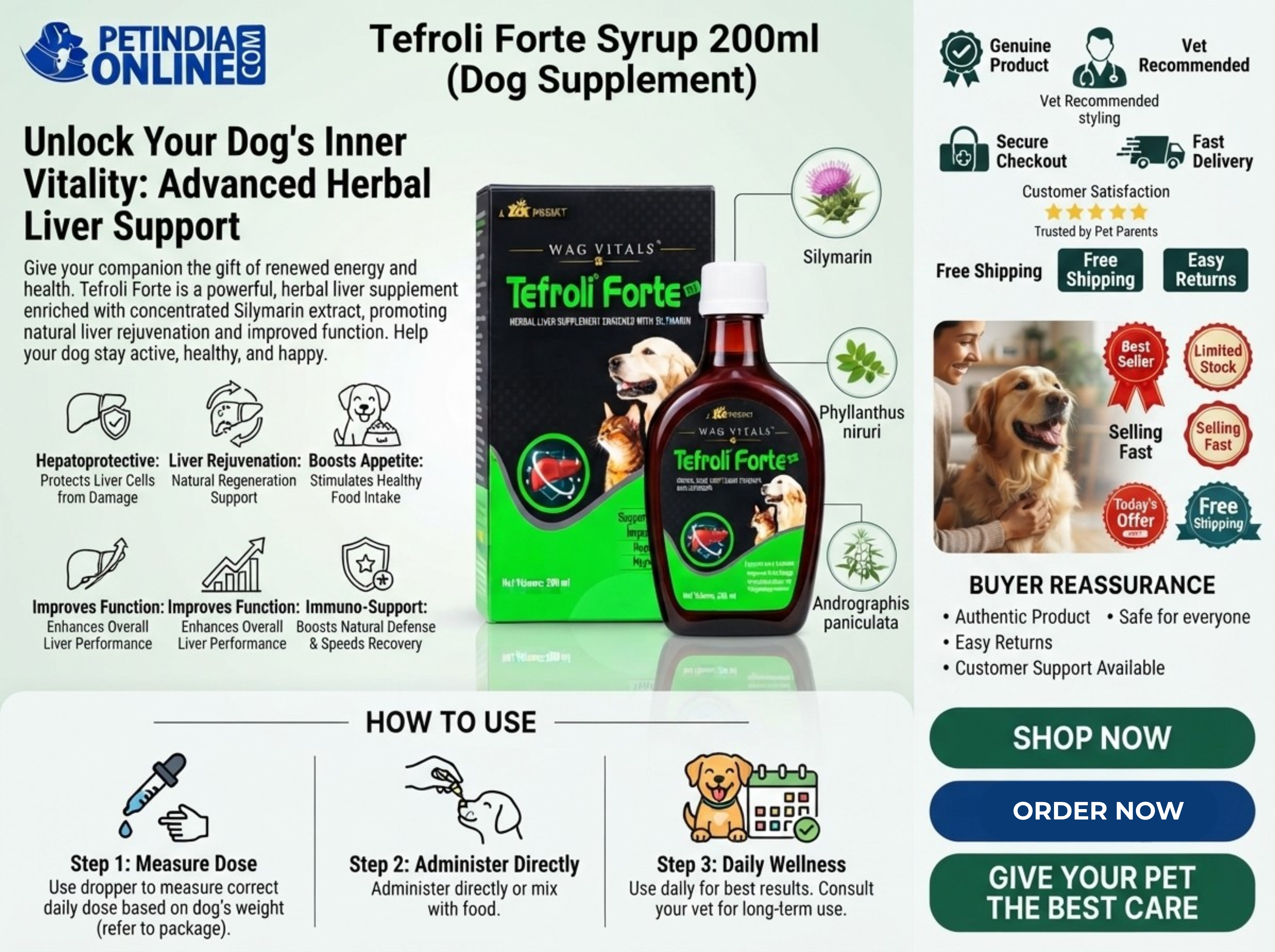 Tefroli Forte Syrup 200ml for Dogs: Liver Support, Dosage & Safety