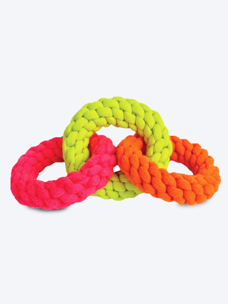 Triple Ring Rope Chew Toy for Dogs & Cats – Durable Cotton Rope Toy for Chewing, Tug & Dental Health