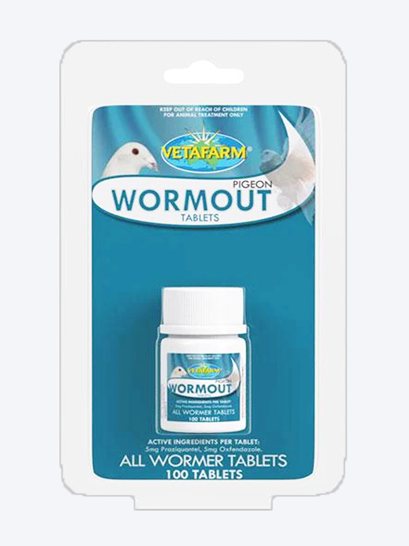 Vetafarm Wormout Tablets for Pigeons 100 Tabs | Broad-Spectrum Worm Control