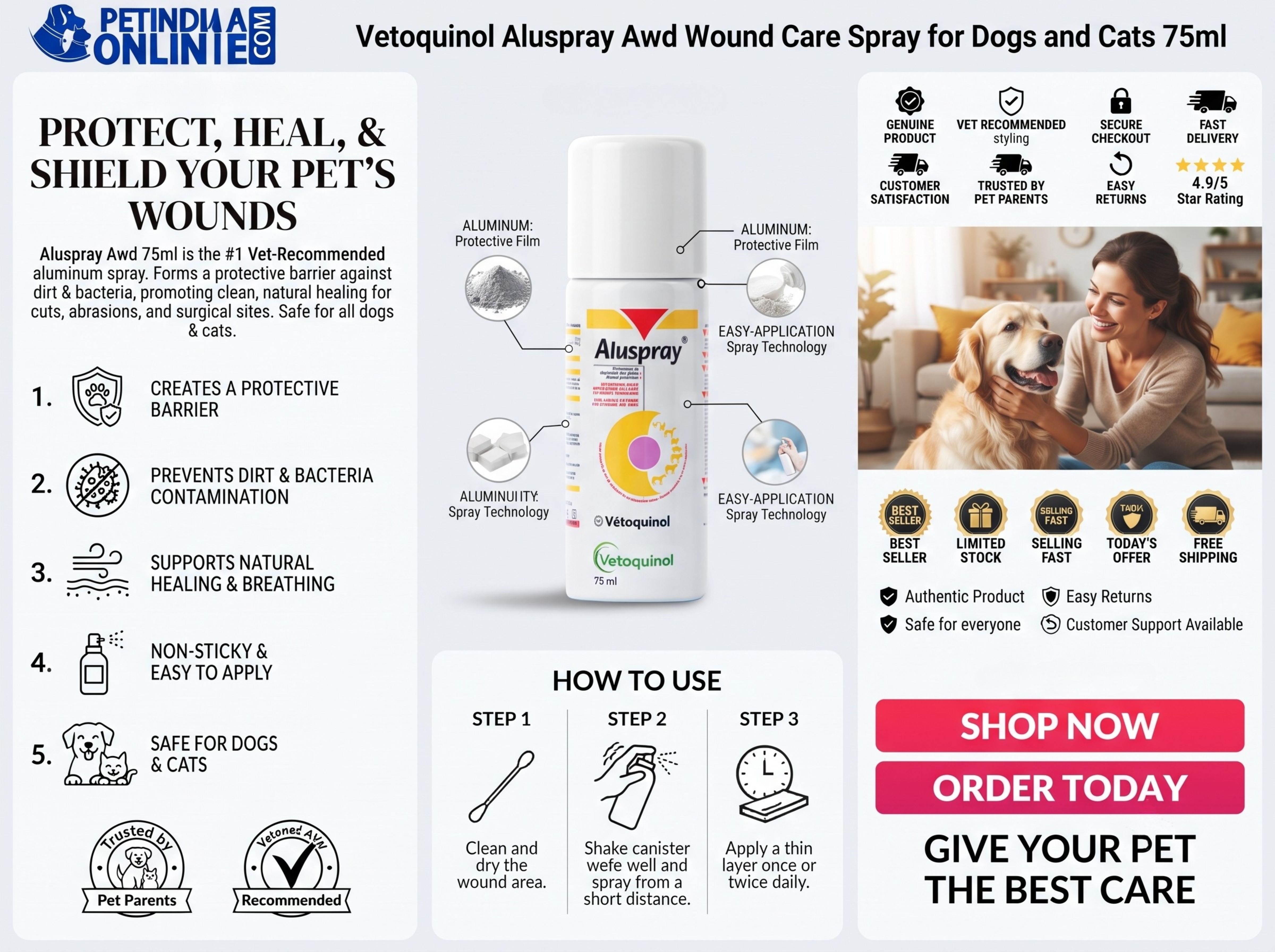 Vetoquinol Aluspray-AWD 75ml for Dogs & Cats: Uses, Benefits & Safety