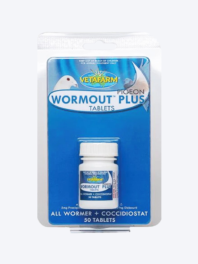 Vetafarm Wormout Tablets for Pigeons 50 Tabs | Broad-Spectrum Worm Control