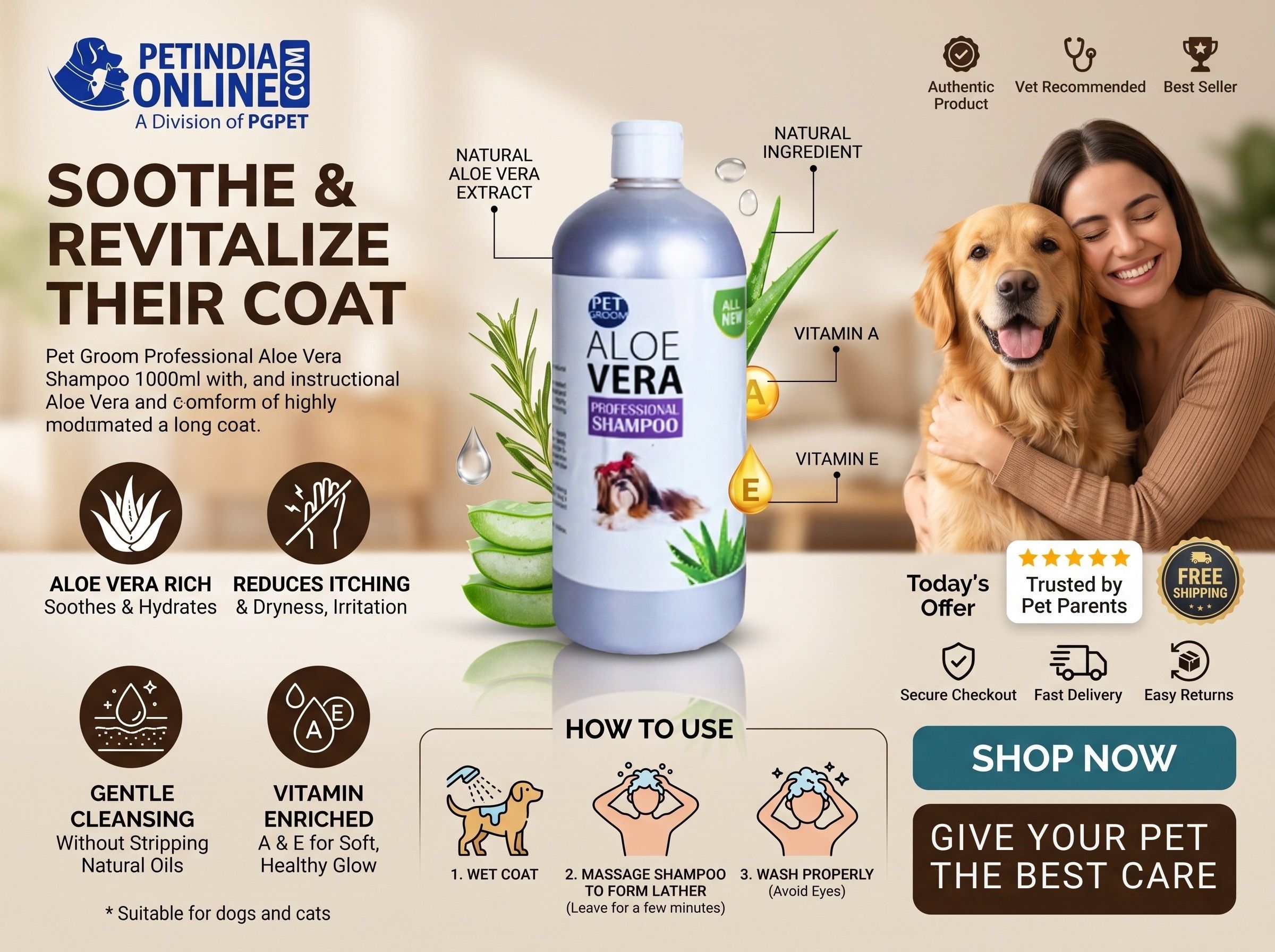 Pet Groom Professional Aloe Vera Shampoo 1000ml: Complete Pet Grooming and Skin Care Guide
