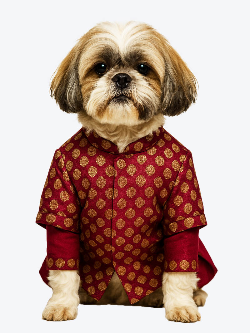 Designer Sherwani with Jacket for Dogs – Size 12 | Petindiaonline.com